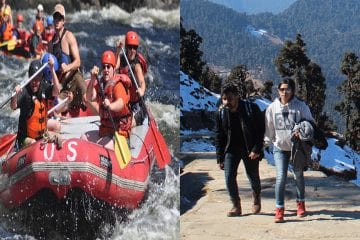 Adventure Activities in Uttarakhand - this picture shows the white review rafting in Rishikesh and Trekking in Chopta Uttarakhand